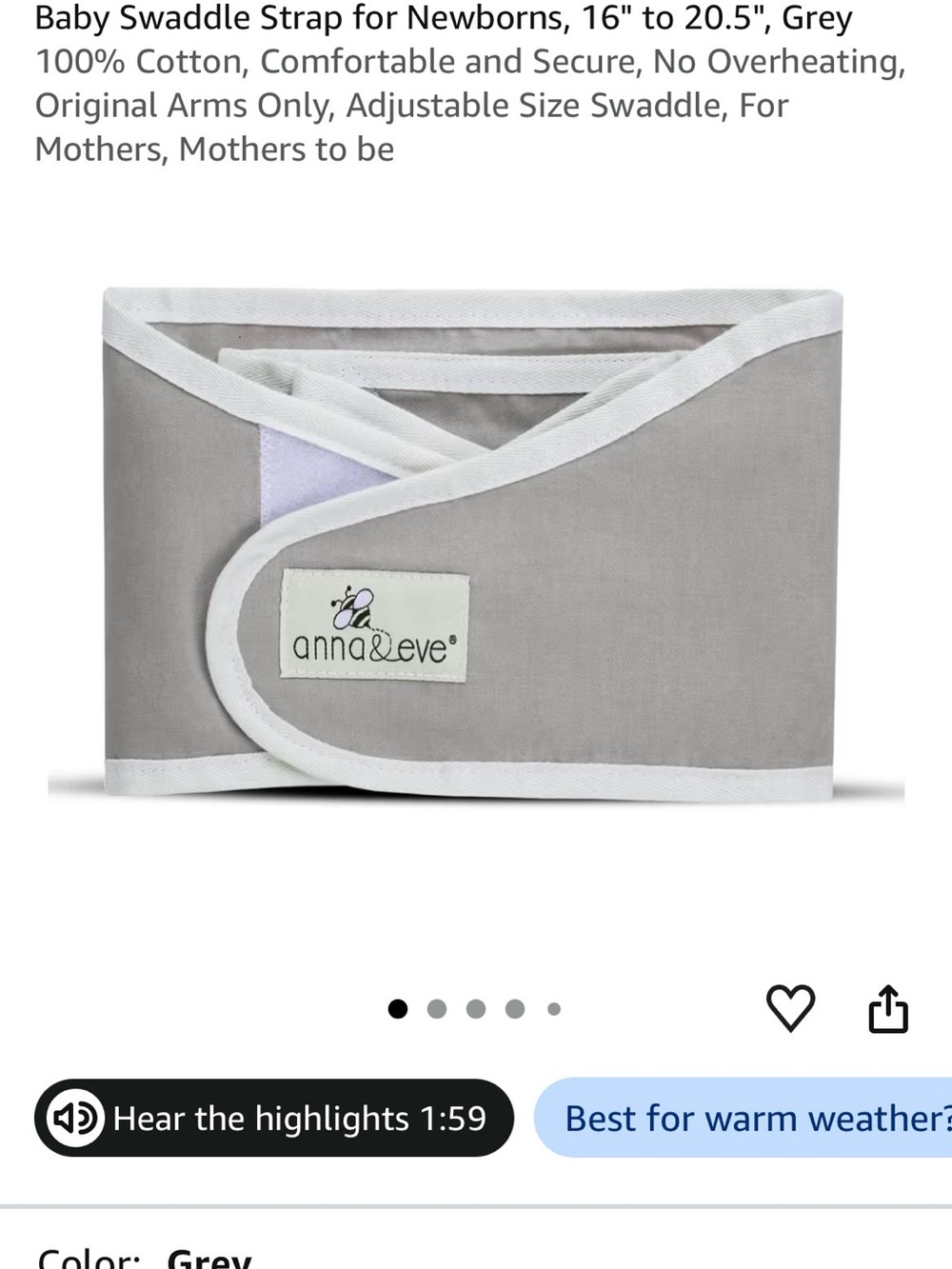 NIB Anna & Eve Swaddle Strap
